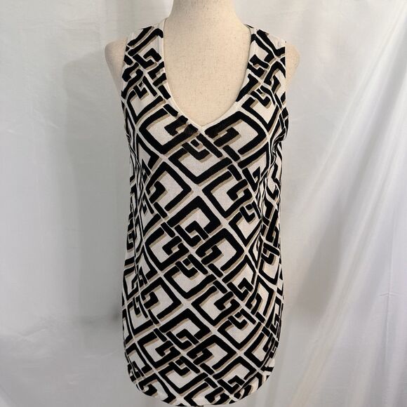 Chico’s Neutral Geometric Sweater Set Tank Size 0 SMALL V-Neck Top Career - Picture 5 of 8